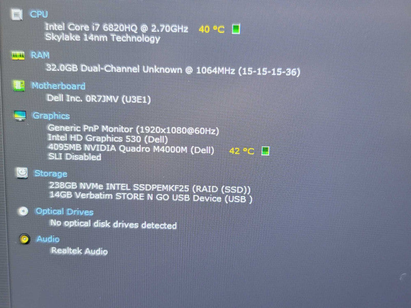 Dell Precision 7710| i7-6820HQ| 32GB DDR4| Quadro M4000| 256GB SSD READ β Lap200
