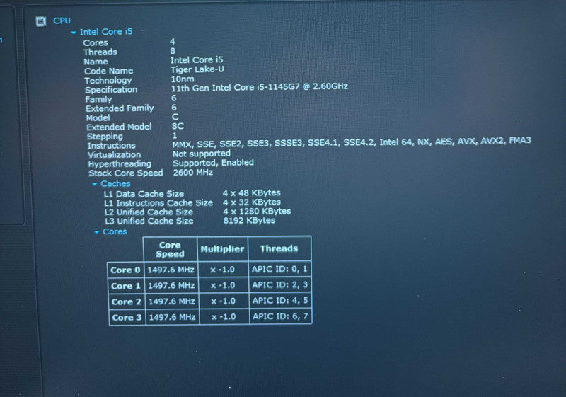 Dell Latitude 5420 Intel Core i5-1145G7@2.6GHz 16GB DDR RAM 256GB NVMe SSD Q