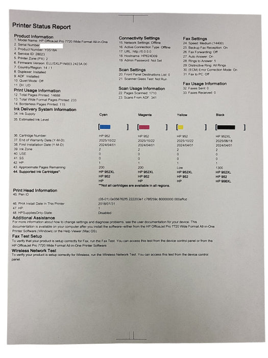 HP OFFICEJET PRO 7720 WIDE FORMAT ALL-IN-ONE INKJET PRINTER $