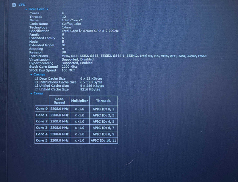 Dell Precision 7730 i7-8750H@2.2GHz QUADRO P3200 6GB GPU 64GB RAM 512GB SSD  Lap200