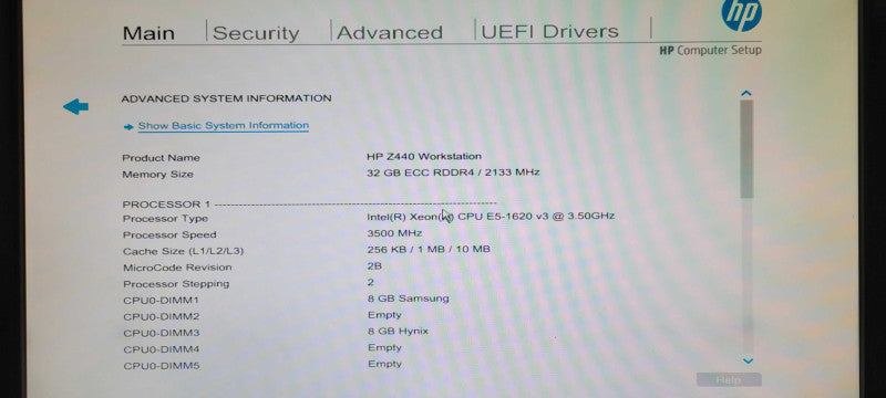 HP Z440 WS, Xeon E5-1620v3 3.5GHz, 32GB DDR4, No HDD, No GPU _