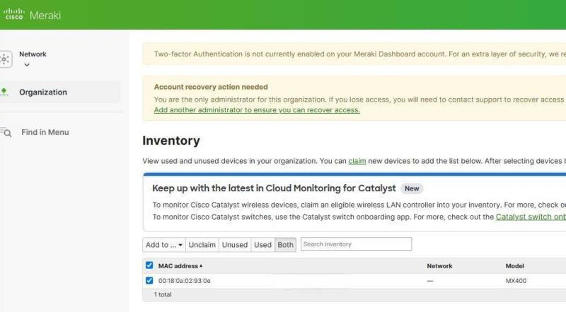 Cisco Meraki MX400 Cloud Managed Security Appliance 2x PSU - Unclaimed _