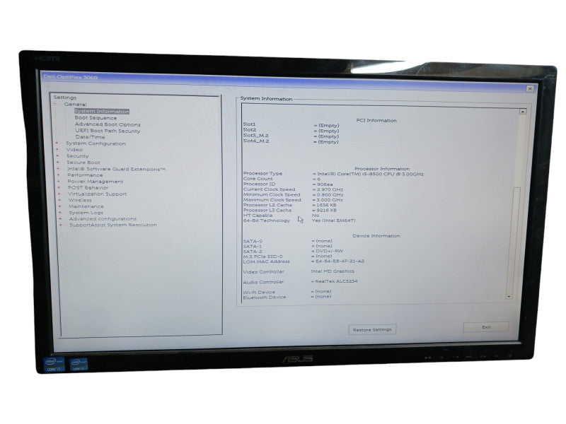 Dell OptiPlex 3060 SFF Intel i5-8500 3.0 GHz 8GB RAM Q