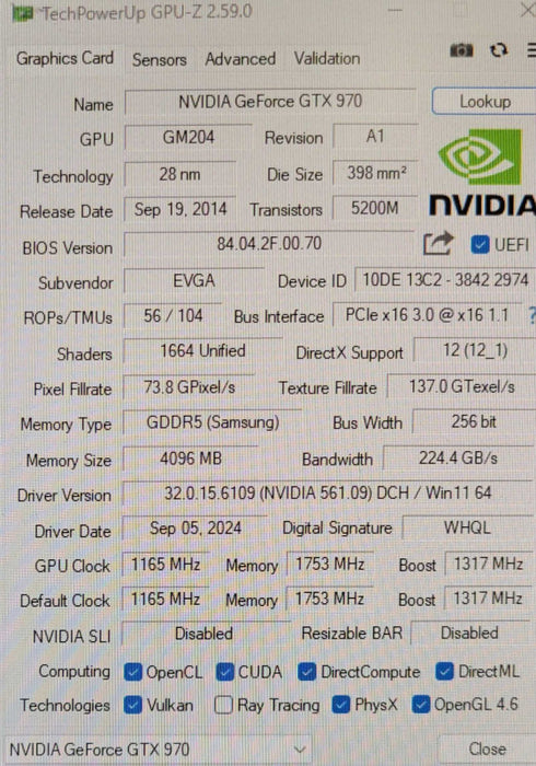 EVGA GeForce GTX 970 SC 04G-P4-2974-KR 4GB GGDDR5 Graphics Card _