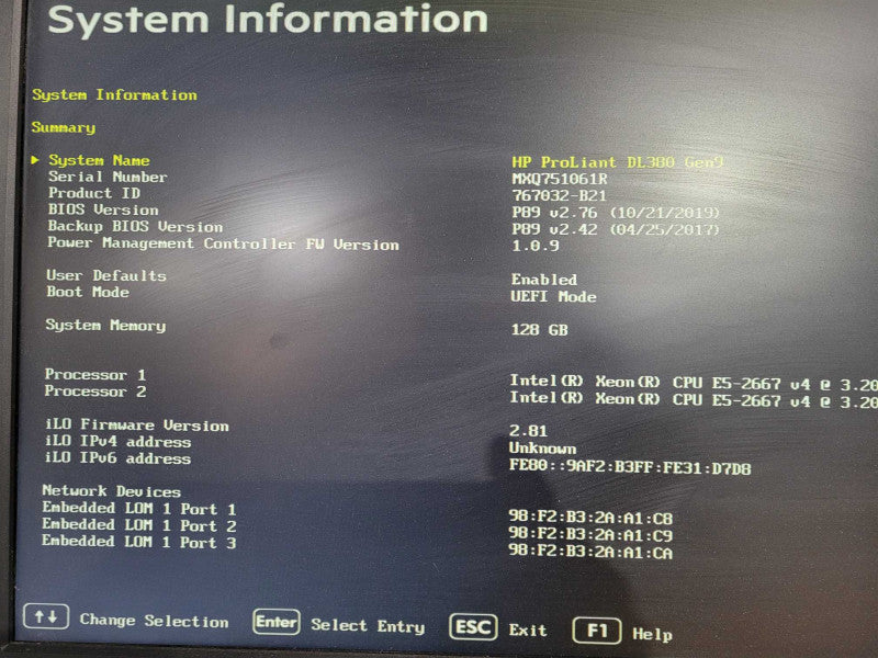 HP ProLiant DL380 Gen9 | 2x Xeon E5-2667 v4 | 128GB DDR4 | No HDD | P840 !