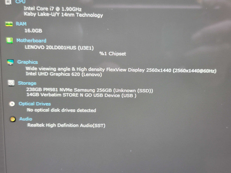 Lenovo ThinkPad X1 Yoga| i7-8650U|16GB DDR4| 256GB SSD  β Lap200