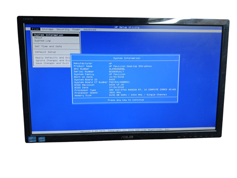 HP Pavilion 590-p0 AMD A10-9700 Tower 8GB DDR4
