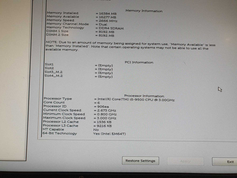 Dell OptiPlex 3070 SFF i5 - 9500 CPU @ 3.00GHz 16GB DDR4