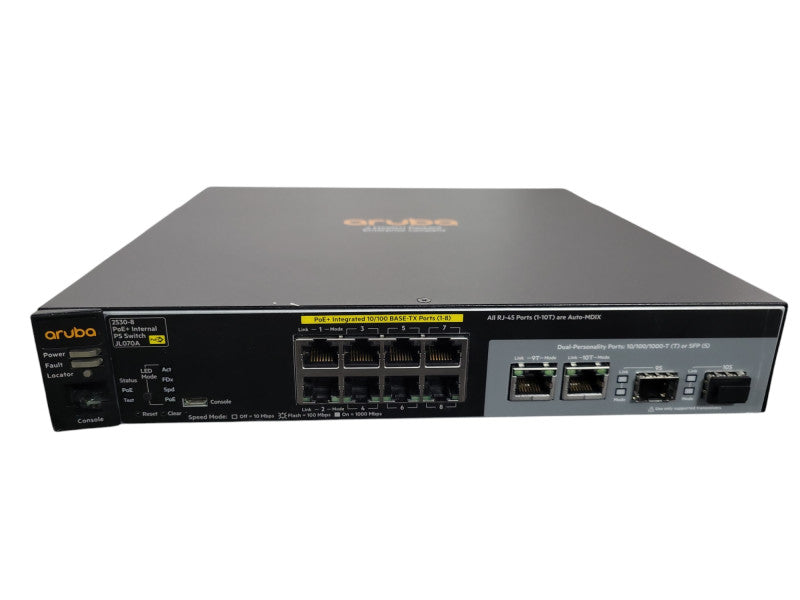 HP Aruba 2530-8 PoE+ JL070A 8-Port Fast Ethernet Switch !