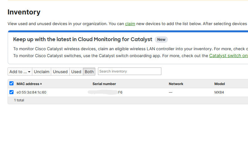 Cisco Meraki MX84-HW Cloud Managed Security Appliance | UNCLAIMED