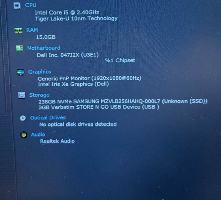 Dell Latitude 5420 i5-1135G7@2.4GHz 16GB RAM 256GB SSD READ!  Lap200