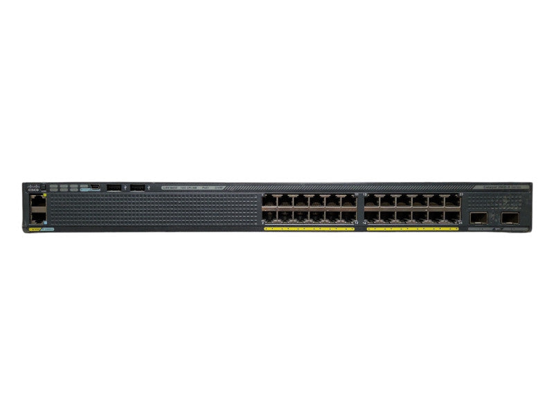 Cisco WS-C2960X-24PD-L, 24 Port Gigabit PoE+ 370W Switch, 2x 10G SFP+
