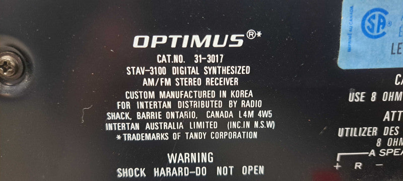 Optimus STAV-3100 surround amplifier receiver