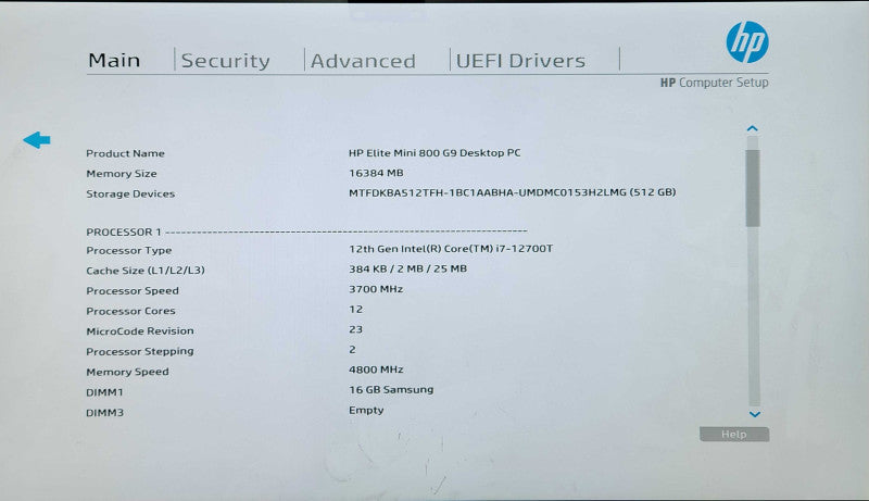 HP Elite Mini 800 G9, i7-12700T 3.70GHz, 16GB DDR5, 512GB NVMe, WiFi, PWR