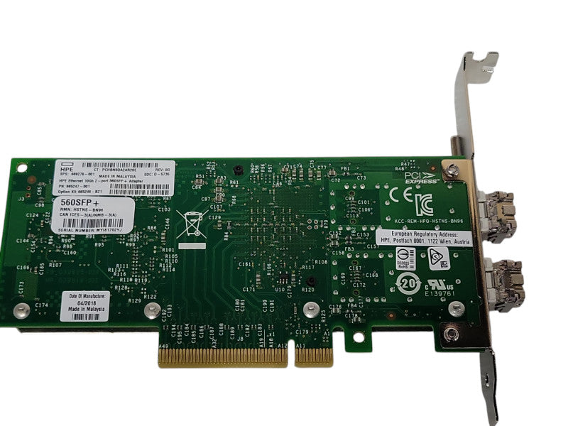 HPE 669279-001 10GB 2-Port 560SFP Adapter w/ SFPs, FH Bracket _