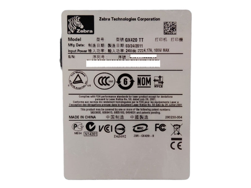 Zebra GX420T Thermal Label Printer Q