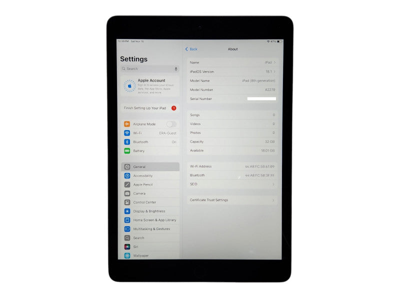 Apple iPad 8th Gen 32GB (A2270), Unlocked