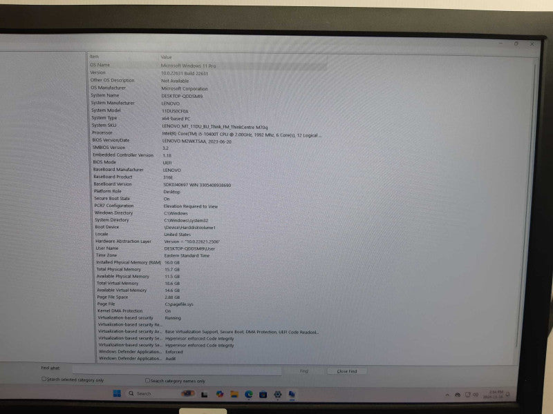 Lenovo ThinkCentre Tiny M70q 2.0GHz i5-10400T, 16GB RAM, 128GB SSD, Win11 Pro