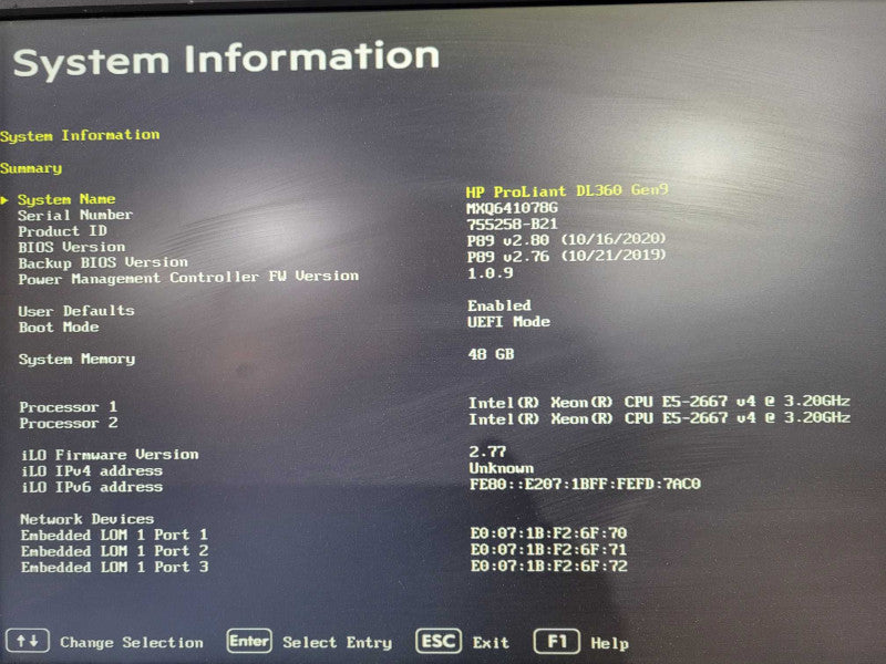 HP DL360 Gen9 1U 8x 2.5", Xeon E5-2667 v4 3.20GHz 48GB DDR4 H440ar  !
