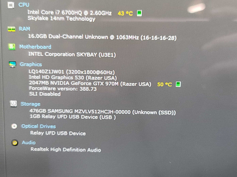 Razer Blade 14"| i7-6700HQ| 16GB DDR3| GTX 970M| 512GB M.2 FOR PARTS READ  β BudLap