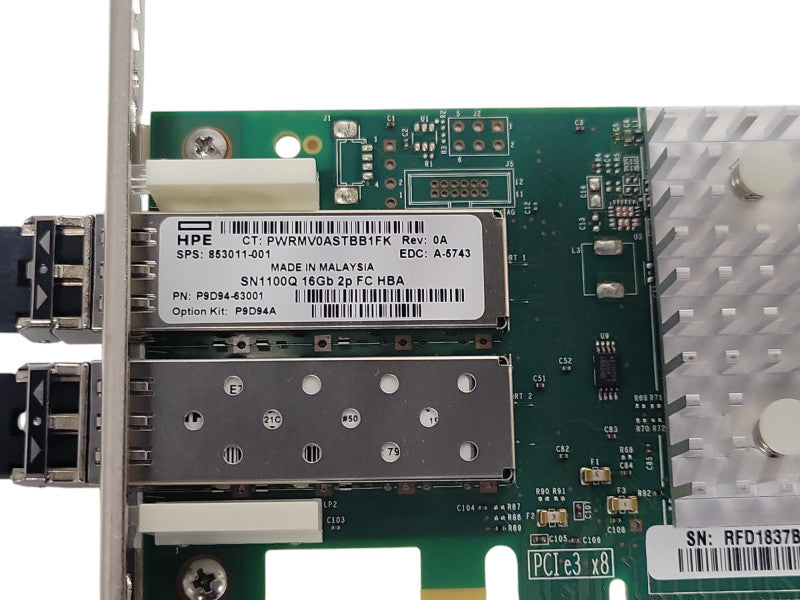 HPE QLE2692-HP P9D94A SN1100Q 16Gb Dual Port FC HBA 853011-001 w/ SFPs Q_