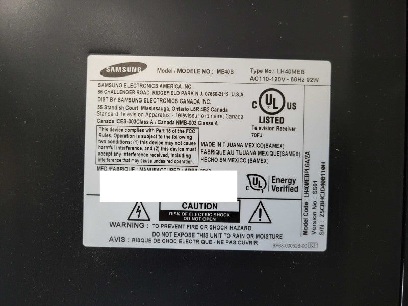 Samsung 40" ME40B Color Display Unit (LH40DMEBPLGA/ZA) No remote controller READ $