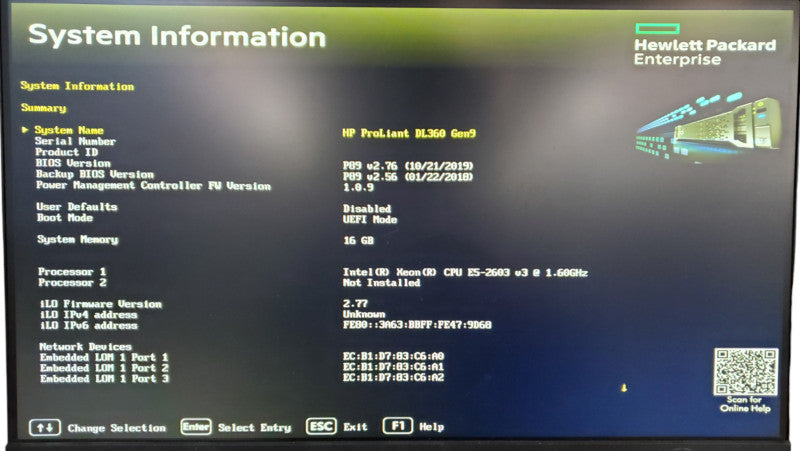 HP ProLiant DL360 Gen9 | Xeon E5-2603 v3 | 16GB DDR4 | No HDD | P440