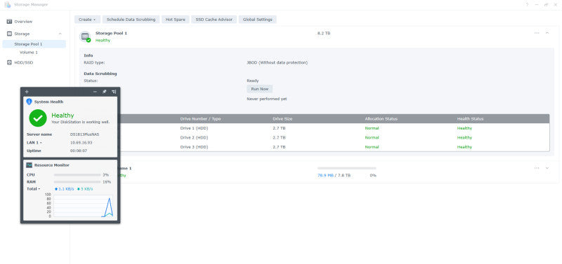 Synology DiskStation DS1813+ | 8-Bay NAS, Quad LAN | w/ 3x 3TB HDD's
