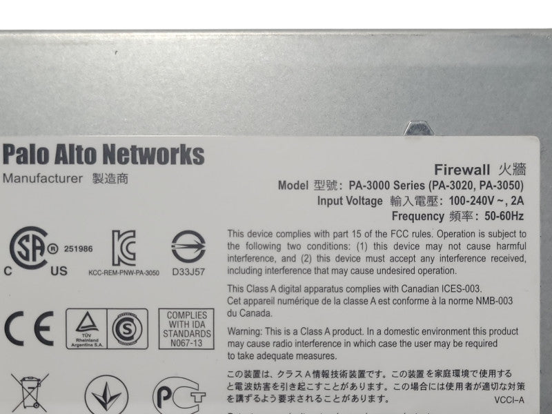 Palo Alto PA-3050 Firewall Security Appliance W/ Rack Ears, READ _