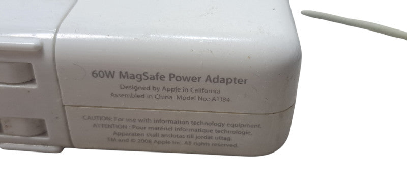 Genuine Apple 60W MagSafe 1 T-Tip Adapter: Assorted Models A1184, A1344 & More Q