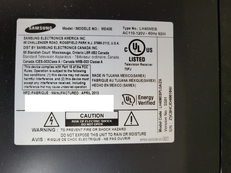 Samsung 40" ME40B Color Display Unit (LH40DMEBPLGA/ZA) No remote controller READ $