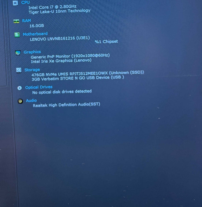 Lenovo ThinkBook 15 G2 ITL TOUCH i7-1165G7@2.8GHz 16GB RAM 512GB SSD READ!  Lap200