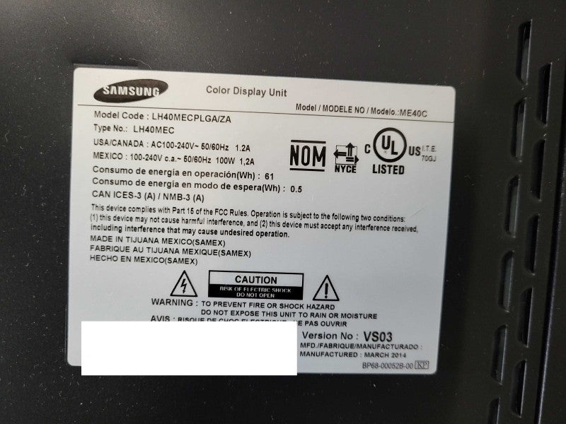 Samsung 40" ME40C Color Display Unit (LH40DMECPLGA/ZA) No remote controller READ $