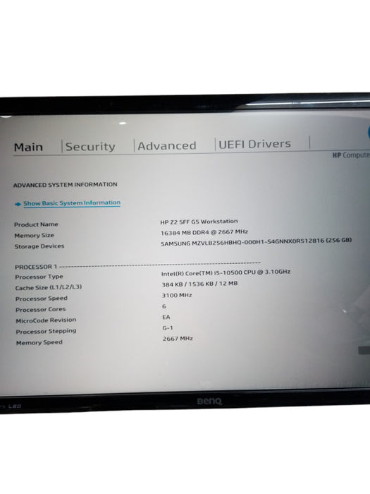 HP Z2 SFF G5 Workstation Intel i5-10500@3.1 GHz 16GB RAM 256GB M.2 SSD