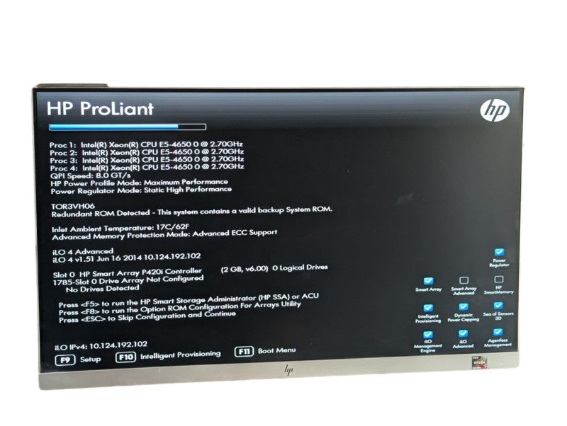 HP DL560 gen8 4x Intel Xeon E5-4650 0 @ 2.70Ghz 512GB RAM  -