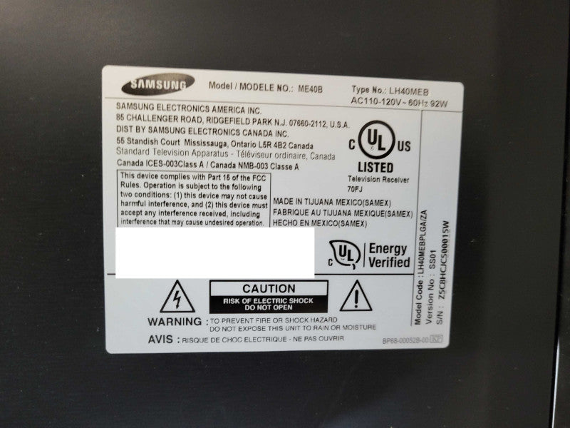 Samsung 40" ME40B Color Display Unit (LH40DMEBPLGA/ZA) No remote controller  $