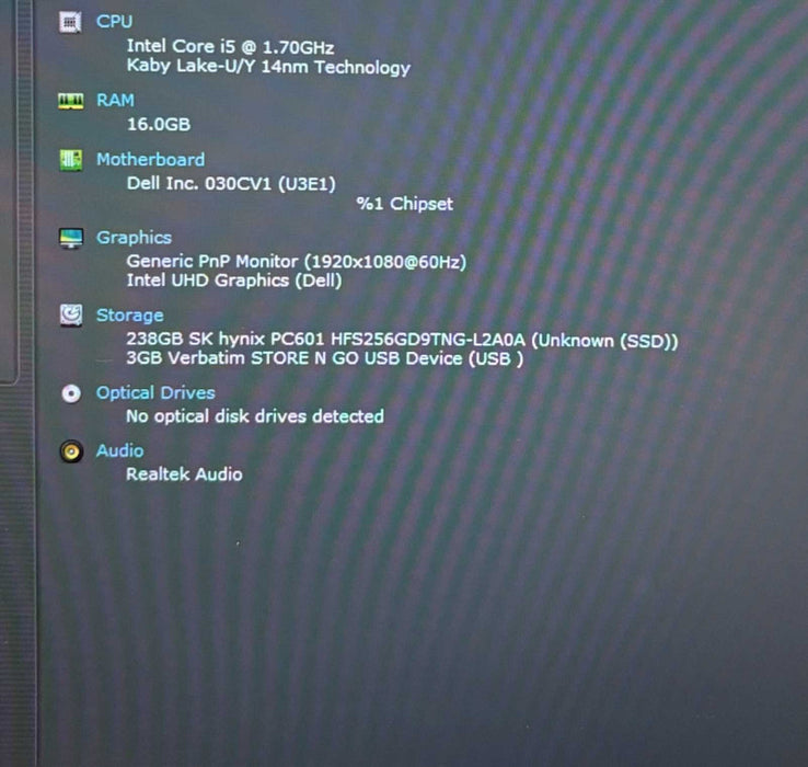 Dell Latitude 5410 Intel Core i5-10310U@1.7GHz 16GB DDR4 RAM 256GB NVMe SSD  Lap200