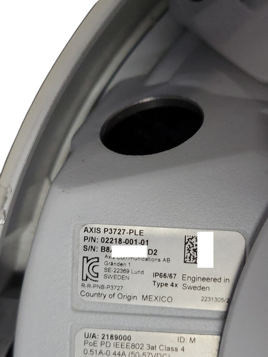 Axis P3727-PLE Quad-Cam Network PTZ Panoramic Camera with Mount, SEE Q_