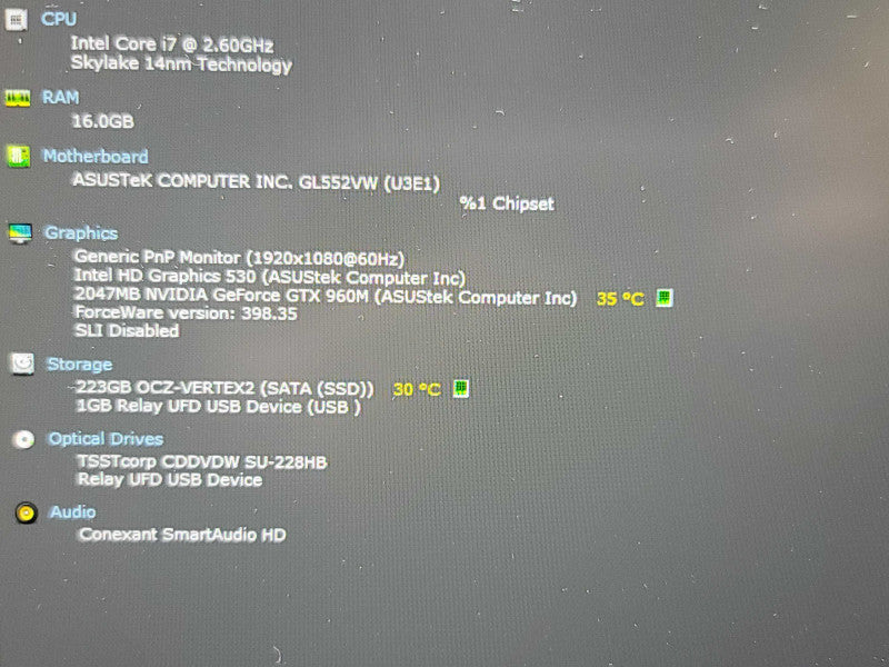 ASUS ROG GL552V| i7-6700HQ| 16GB DDR4| GTX 960M| 256GB SSD READ  β BudLap