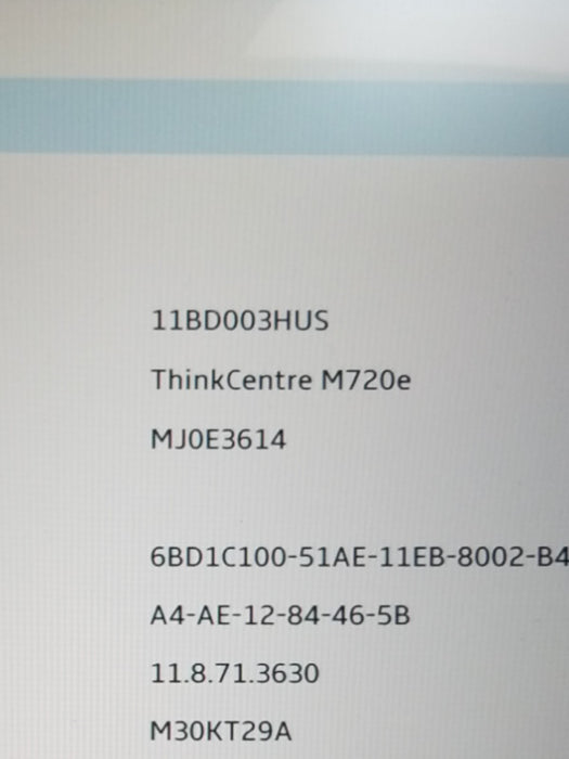 Lenovo ThinkCentre M720e SFF Intel i5-9400@2.90GHz 8GB RAM NO-HDD/SSD Q
