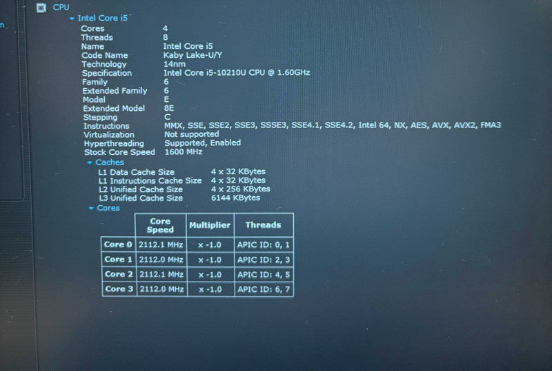 Dell Latitude 5410 Intel Core i5-10210U@1.6GHz 16GB DDR4 RAM 256GB NVMe SSD  Lap200