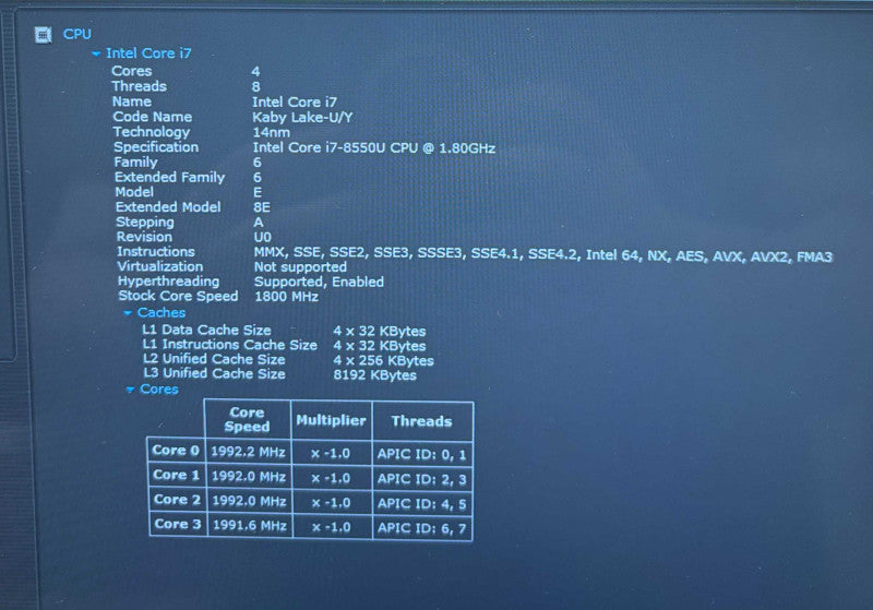 Lenovo ThinkPad X1 Yoga TOUCH i7-8550U@1.8GHz 8GB RAM 256GB SSD  Lap200