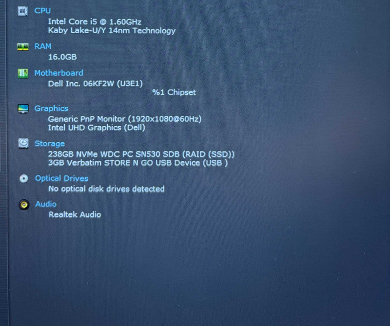 Dell Latitude 5410 Intel Core i5-10210U@1.6GHz 16GB DDR4 RAM 256GB SSD READ    Lap200
