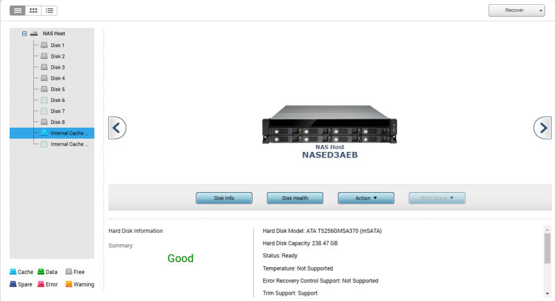 QNAP TVS-871U-RP 8-Bay NAS, 6x 2TB HDD & 1x 256GB mSATA
