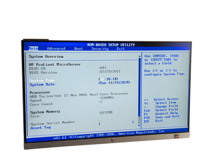 HP ProLiant MicroServer 8GB RAM AMD Turion II Neo N40L Dual-Core  -