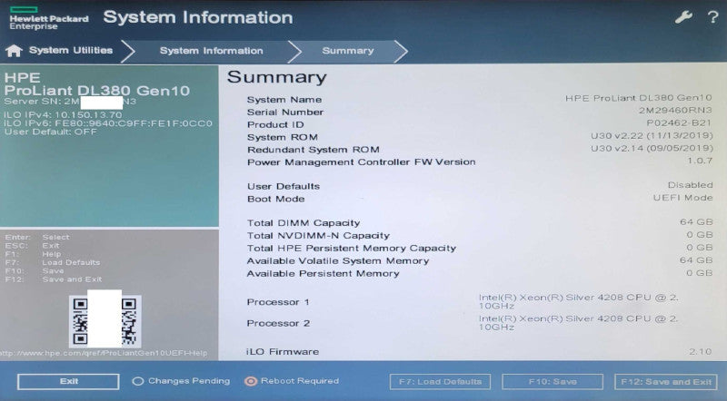 HP DL380 G10 2U 2x Xeon Silver 4208 2.10GHz 64GB DDR4, P408-1 SR G10, 2x PSU _