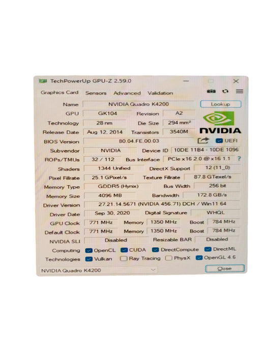 NVIDIA Quadro K4200 | 4GB GDDR5 Graphics Card | 2xDP 1x DVI