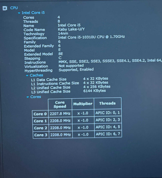 Dell Latitude 5410 Intel Core i5-10310U@1.7GHz 16GB RAM 256GB SSD READ  Lap200