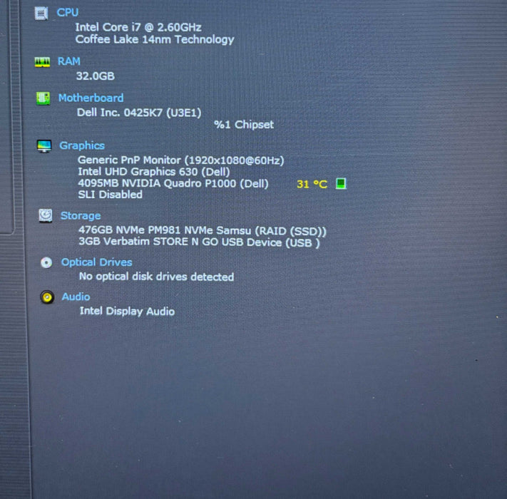 Dell Precision 7530 i7-8850H@2.6GHz QUADRO P1000 4GB GPU 32GB RAM 512GB SSD  Lap200