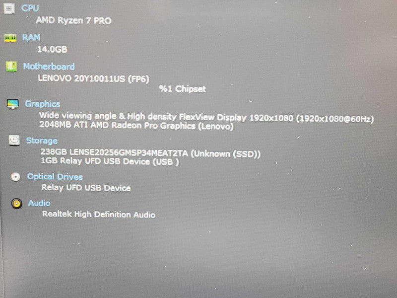 Lenovo ThinkPad P14s| Ryzen 7 4750U| 16GB DDR4| 256GB SSD β Lap200